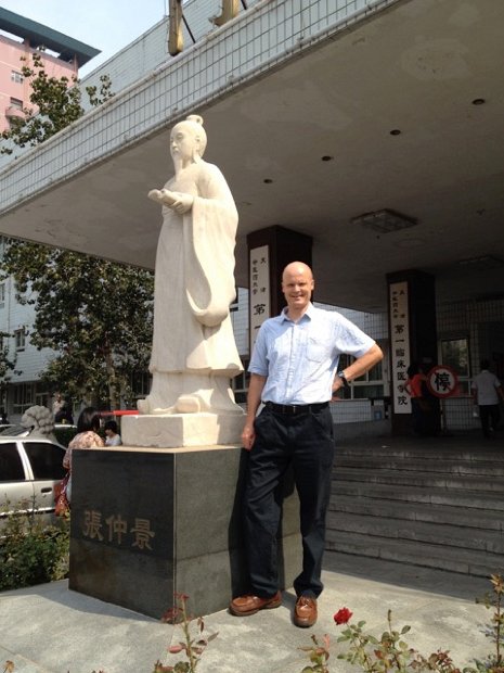 A statue of Zhang Zhong Jing - one of the greatest herbalists of all times - at the entrance to Tangjing Hospital. This is where I spent most of my time in China. The hospital has 4000 beds and does 1000 outpatient treatments every day all using natural medicine, acupuncture, herbal medicine and forms of Chinese bodywork.